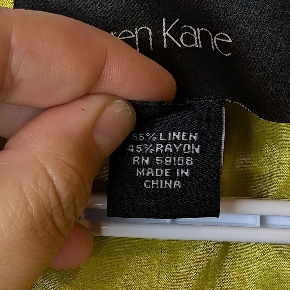 NWT KAREN KANE Jacket Blazer Zip-Front Women Lime Green linen Pocket Lined Small - Picture 5 of 11